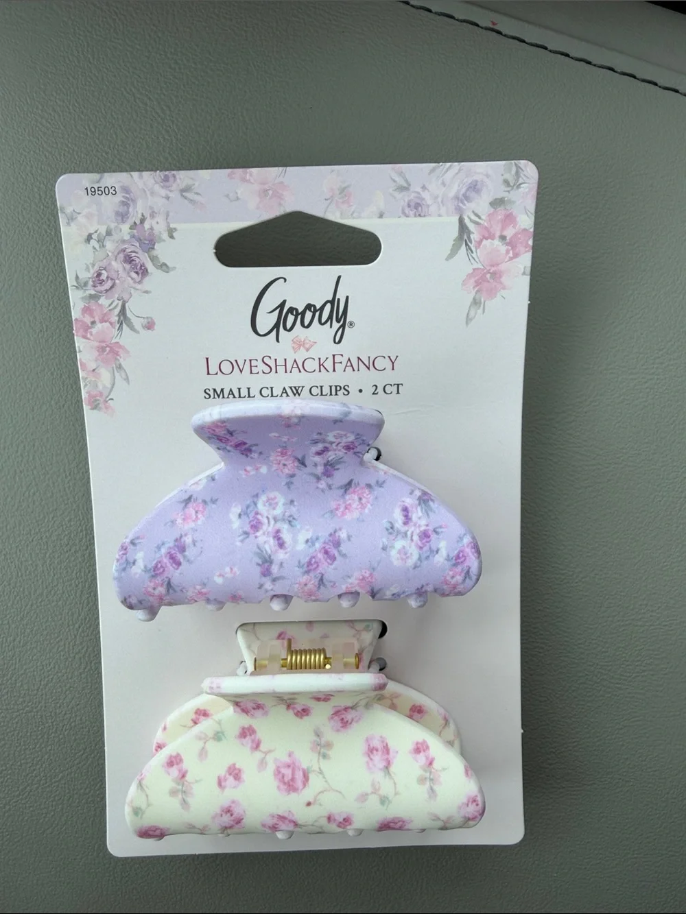 LoveShackFancy Lavender & Cream Floral Small Claw Clips (2 Pack)